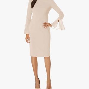 Calvin Klein Sheath Chiffon Bell Sleeves-Sz10